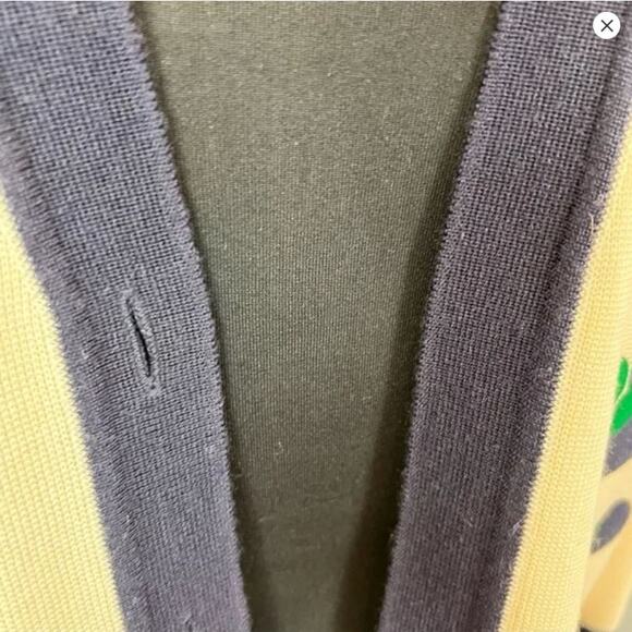 Vintage Arthur Kohler Sweater Cream Green Navy Open Front Classic Cardigan 10 - Picture 5 of 8
